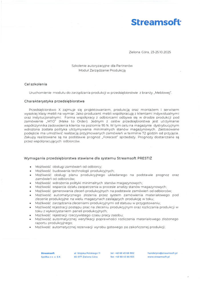 Certyfikat ogólny wdrożeniowy Streamsoft Prestiż (otwórz PDF)